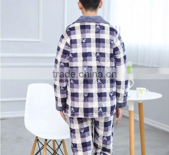 2017 Fashion Fleece Men Pajamas Check Printing Top Quality photo-3
