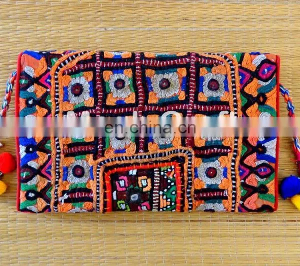 Designer Mirror Work Clutch- Women's Mirror Work Clutch- Hand Embroidered Banjara ClUTCH photo-3