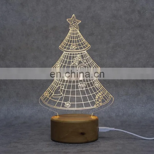 Wholesale Wooden Base Customized Acrylic Pattern 3D Night Light Led Lamp for Home photo-2