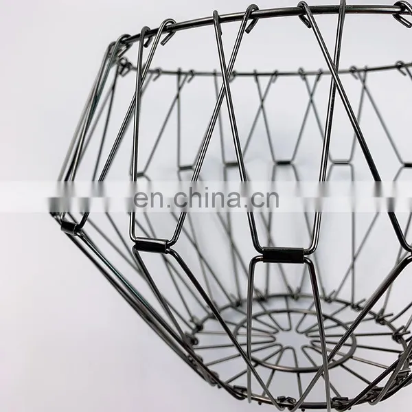 Multi Purpose Foldable Metal Organizer Basket Bin Kitchen Bathroom Fruits Mesh Wire Baskets For Storage photo-5
