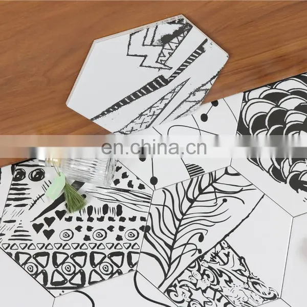 Black and White Van Gogh Plants Art Hexagonal Brick 200 * 230 Nordic Simple Wind Background Wall Decorative Brick photo-4