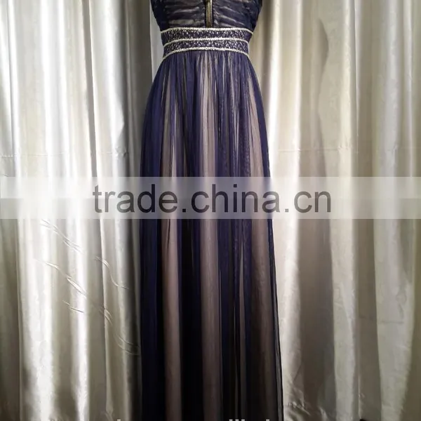 Long Two Pieces Mesh Flowery Zip Dress 2015 Turkish Fashion