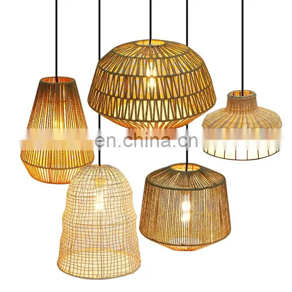 Factory Direct Outdoor Fixture Rattan Chandelier Pendant Light Bamboo Pendant Wicker Floor Table Rattan Lamp Shade