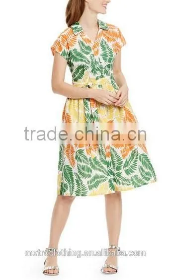2015 China Manufacturer Customized Latest Design Women Printed Shirt Dress Quality Choice