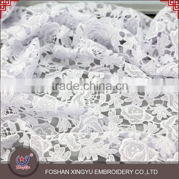 Wholesale Custom Promotional 100% Polyester Plain Colors Fashion Pure White Guipure Cord Lace Fabric Quality Choice Most Popular photo-2