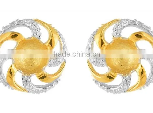 Two Tone Rhodium Plated Ring Earring Set photo-4