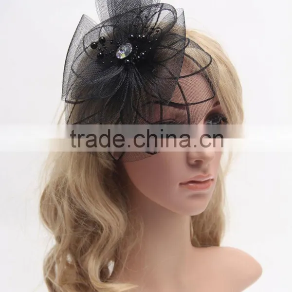 DSFC0001 Vintage Wedding Holiday Fascinator Cocktail Hat For Women French Veiling Hair Headband Lady Party Accessory photo-2