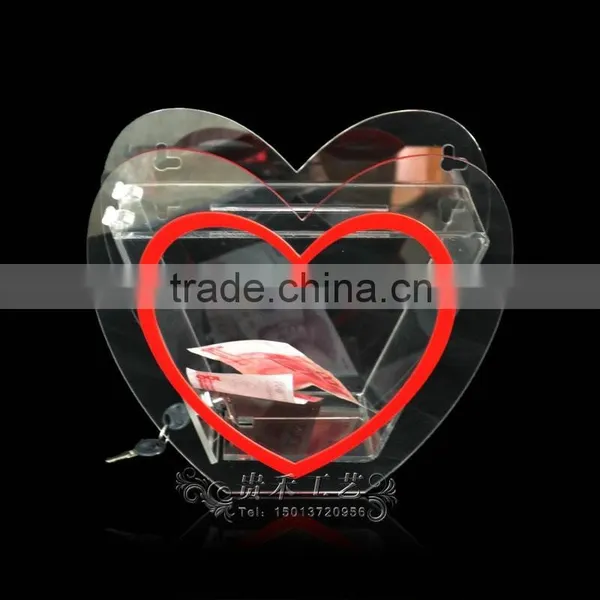 GH-RJ014 Heart Shape Acrylic Donation Box ,Durable Acrylic Donation Box Quality Choice photo-2