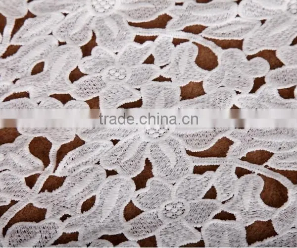 Premium Water Soluble Lace Flower Skirt The Milk Silk Lace Fabrics Small Leaves Embroidery Fabric photo-2