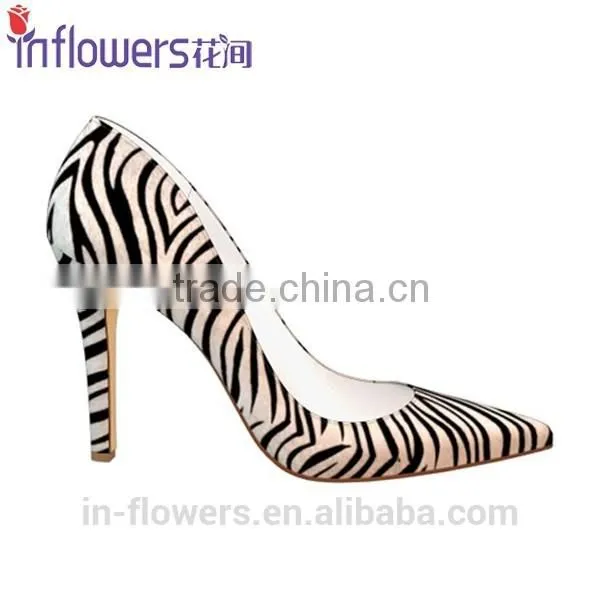 Zebra-patterned Leather Pointed Toe Ladies Sexy High Heels photo-2