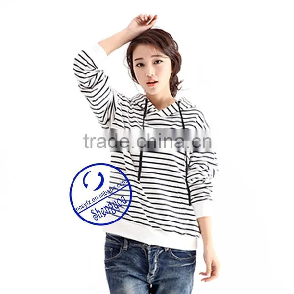 Custom Striped Pullover Sweatshirts Hoodies Women photo-2