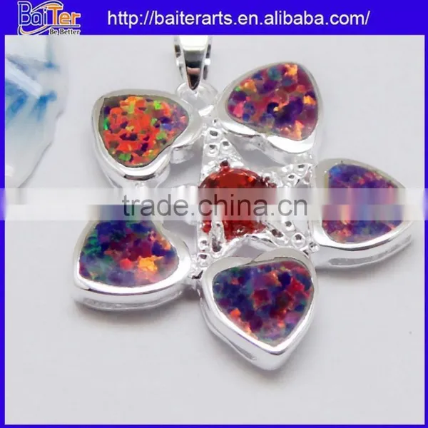 Cheap 925 Sterling Silver Pendant Necklace Fire Opal And Yellow Topaz Pendant Wholesale photo-6