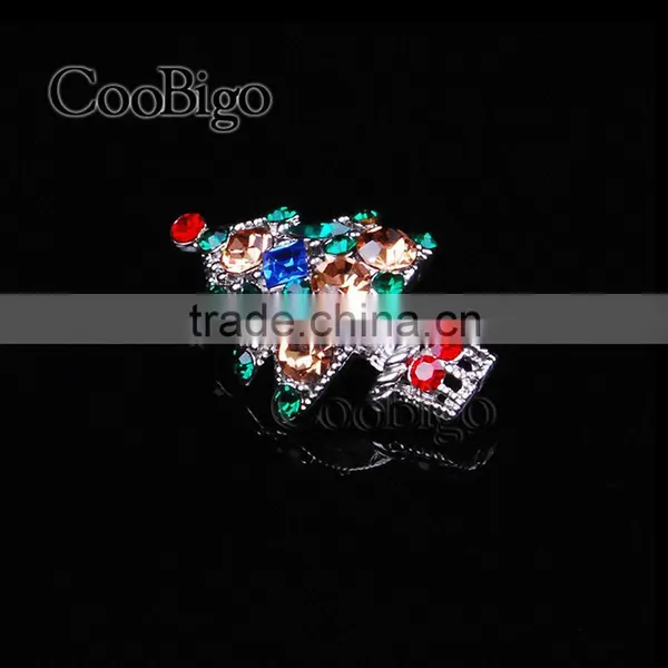 Fashion Jewelry Colorful Rhinestone Charming Christmas Tree Pin Brooch Christmas Party Promotion Gift Apparel Accessories photo-2
