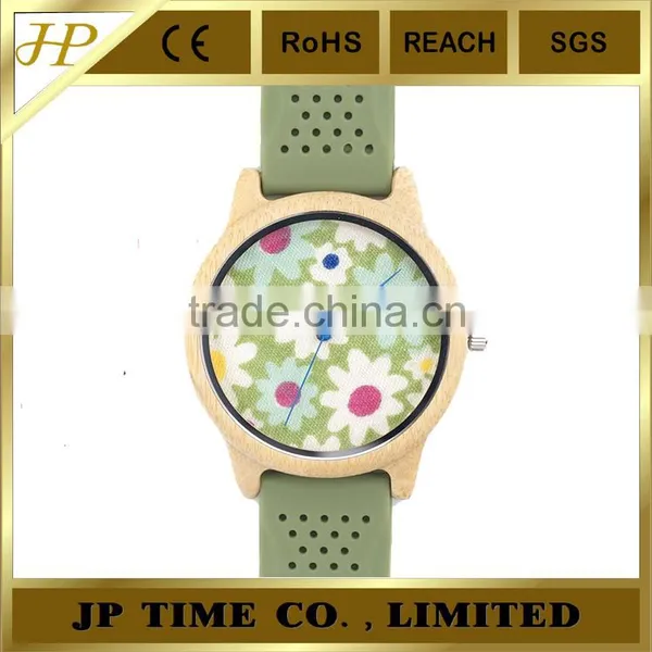 Bamboo Wooden Watch Cloth Dial Soft Silicone Band Garment Watches as Pastoralism photo-5
