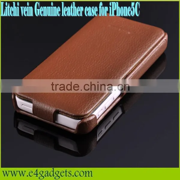2013 New Arrival Hot Sell Design Litchi Veins Flip Genuine Leather Mobile Phone Case for Iphone5C,for Iphone5c Case photo-3
