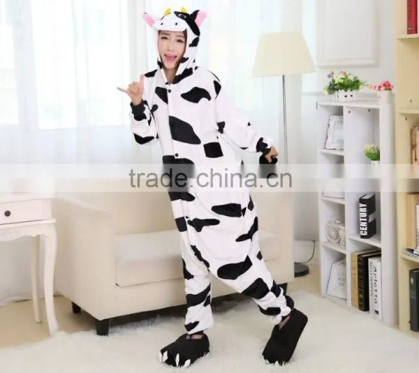 New Design Hooded Plush Cow Onesie Pajamas Adult Animal Pajamas Lovely Onesie Costume photo-6