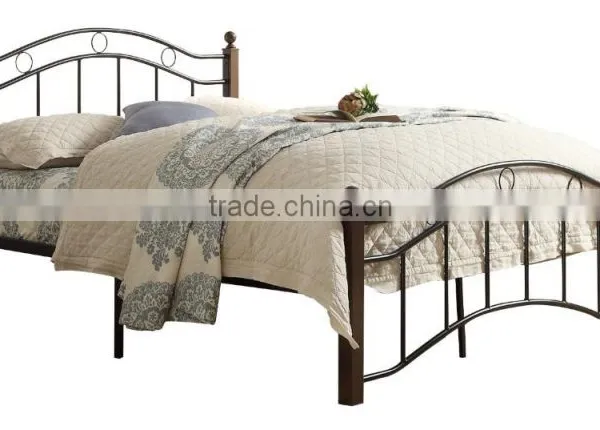 Antique Metal Platform Bed Queen Full Black and Brown photo-2