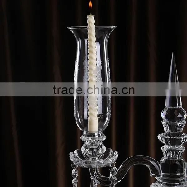 2 Arms k9 Crystal Pink Engraved Base Candle Holder photo-5