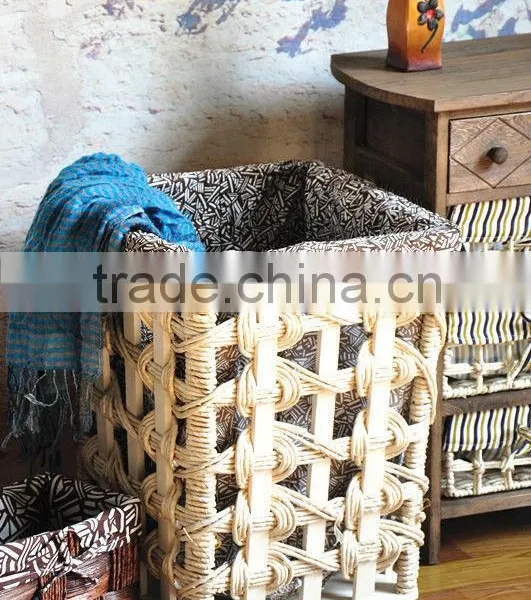 9 Hand Woven - Pastoral Style - Solid - Wooden Dirty Clothes Basket - Dirty Clothes Barrel - Storage Basket Basket photo-5