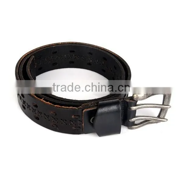 Factory Hot Sell Pin Belt Buckle Fashion Black Cowhide Italian Leather Belt Men photo-3