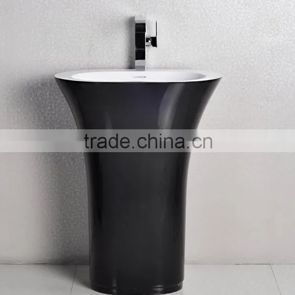 100% Acrylic Solid Surface Pedestal Basin,,Artificial Stone Freestanding Washing Basin photo-4