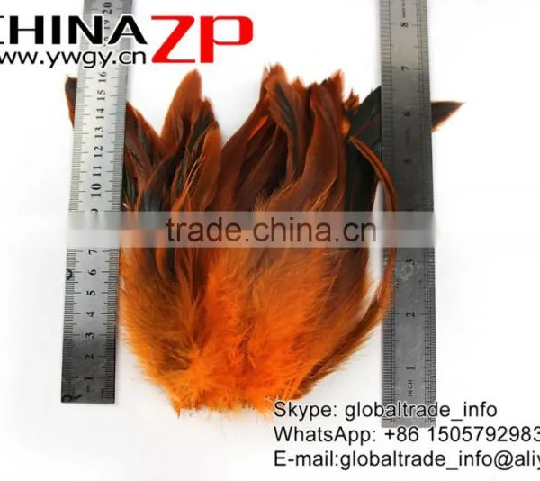 CHINAZP Wholesale Selected Prime Quality Cheap Dyed Orange Chicken Half Bronze Rooster Schlappen Feathers photo-4