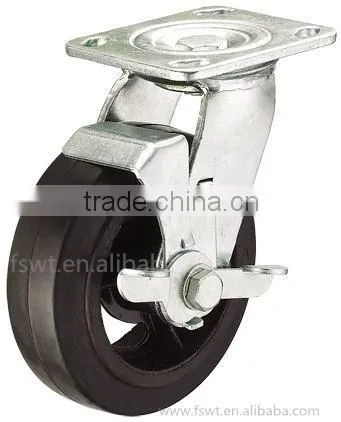 2015 Newest Roller Bearing Double Brake Rubber Industrial Casters photo-2