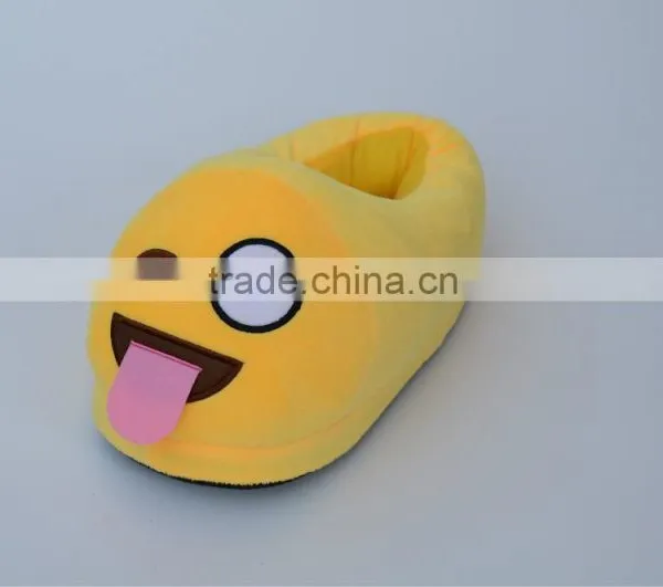 Household Indoor Warm Emoji Plush Funny Bedroom Slippers ,QQ Expression Plush Shoes photo-2