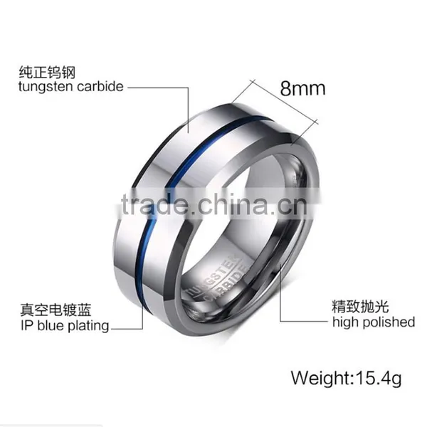 8 mm Two Tone Tungsten Engagement Band Ring photo-2