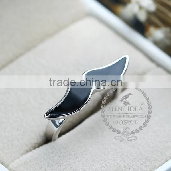 925 Solid Sterling Silver Glue Black Mustache Adjustable Ring Fashion Women Jewelry 6260561 photo-3
