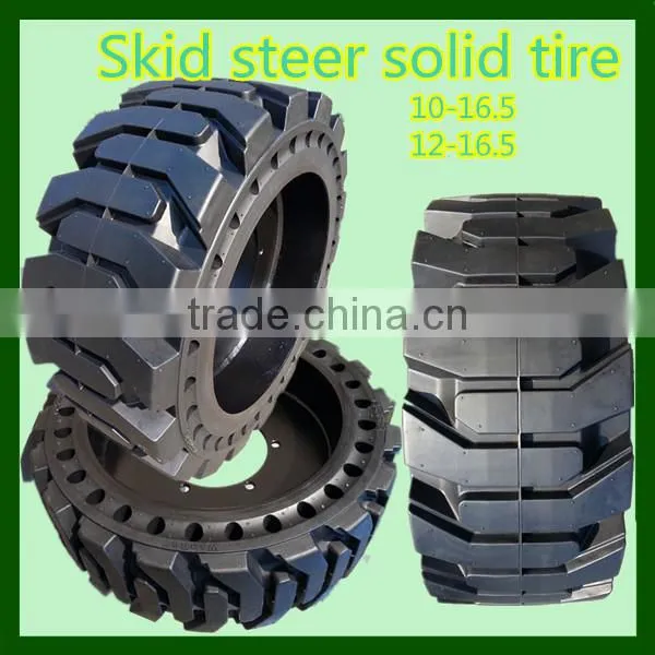 Hot Sale Quality Assured Rubber Solid Skid Steer Tires With Holes and Rims16/70-20 for Bobcat photo-3