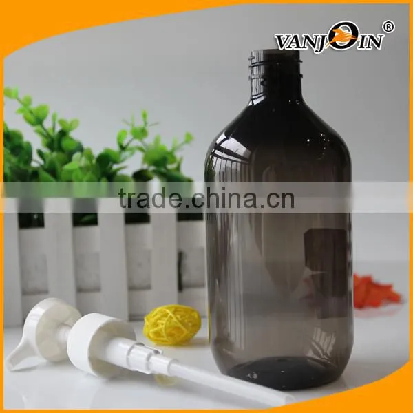 500ml Grey Boston Round Plastic Bottle With White Lotion Dispenser photo-2