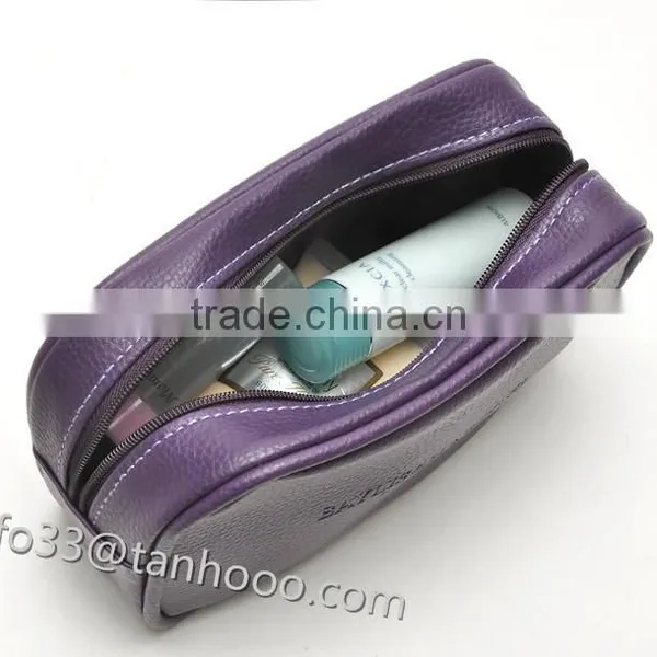 Hot Sell Fashion Ladies Beautyful Genuine Leather Make up Bag With Zipper photo-6
