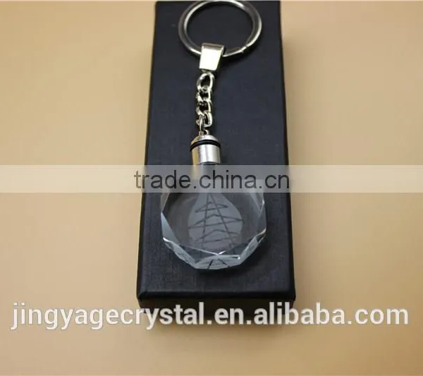 Crystal Glass Keychain With Led Light for Logo Custom and Engraving photo-2