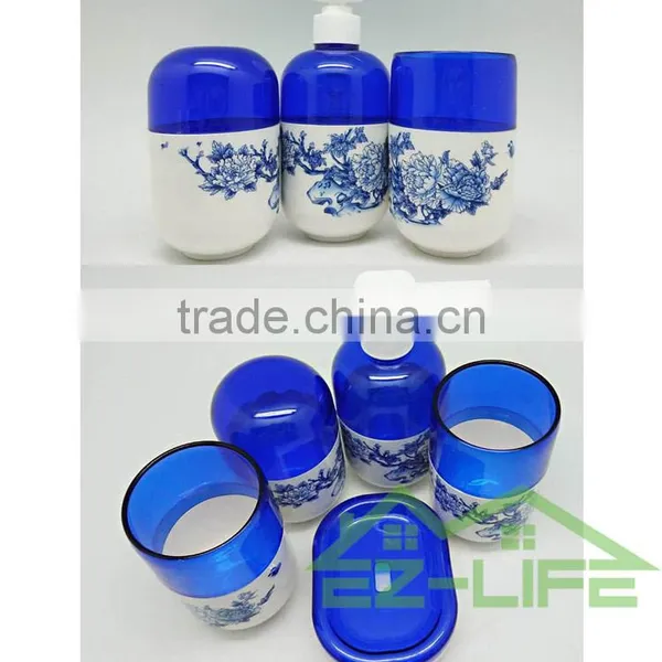 Best 5pcs High Quality Cool China Blue and White Bathroom Accessory Sets photo-2
