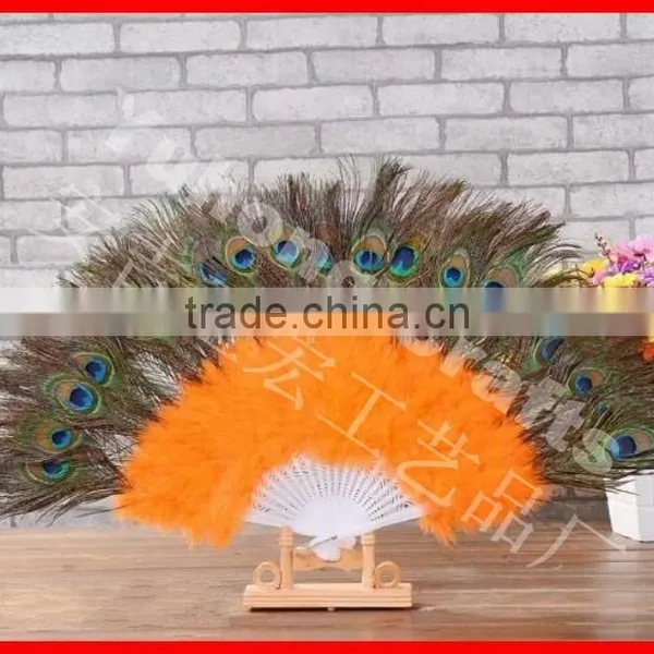 Colorful Plastic Peacock Feather Hand Fan photo-3