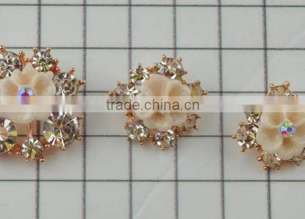 Glass Beaded Rose Flower Silver Rhinestone Button for Shoe Parts photo-4