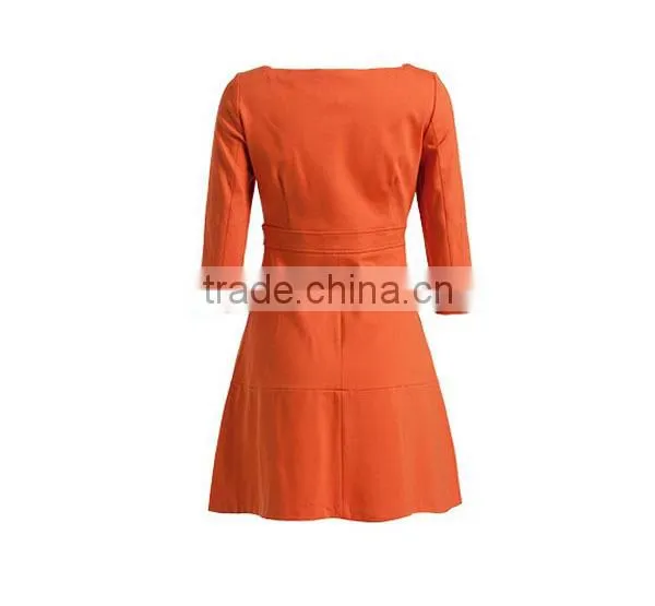 Hot Sale Promotion Products Ladies' Loose Fit A-line Square Necked 3/4 Sleeve Fashionable Dress for Fat Women photo-3