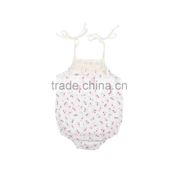 Flower Lace Baby Girl Romper Baby Floral Romper With Tassels photo-4