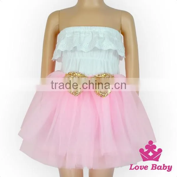 52SQG060 Lovebaby Wholesale 3 Layers Pink Chiffon Tutu Skirt With Sequin Bow Attach Short Casual Party Tutu Dress For Kids photo-4