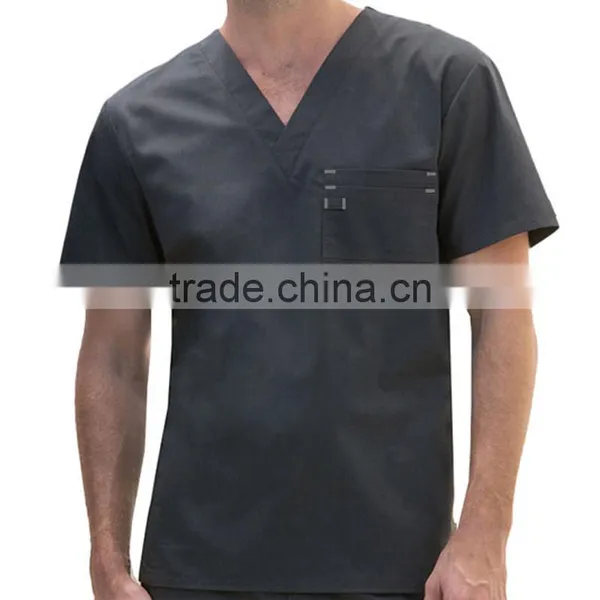 Men's Poly Cotton V-Neck Medical Scrub Top photo-3
