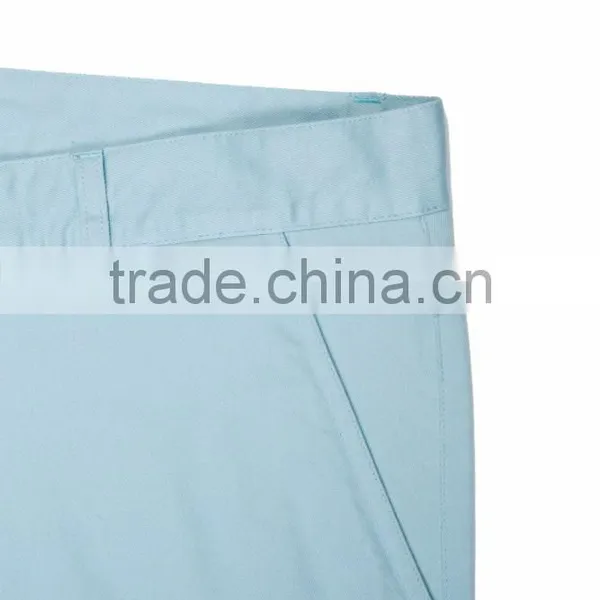 Contrast Color Bartack Light Blue Slim Fit Casual Mens Baggy Pants With High Quality Button photo-6