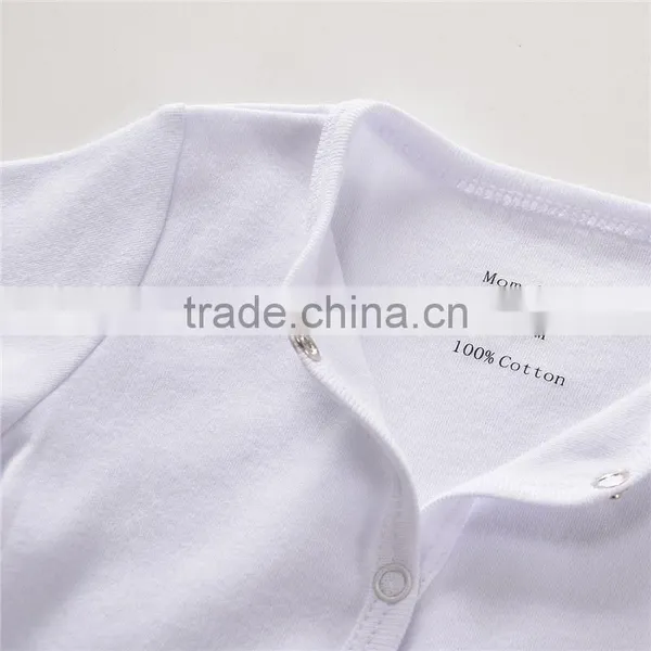 Baby White Footed Cotton Rompers Onesie Long Sleeve 3 Months White Plain Colour Bodysuit photo-3