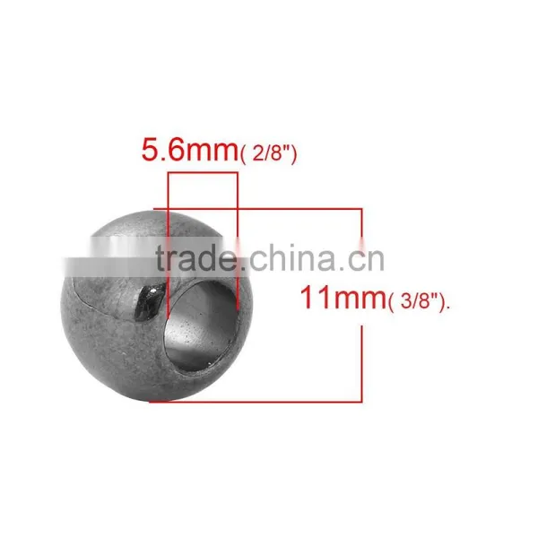 CCB Plastic Round Gunmetal European Style Large Hole Charm Beads photo-2