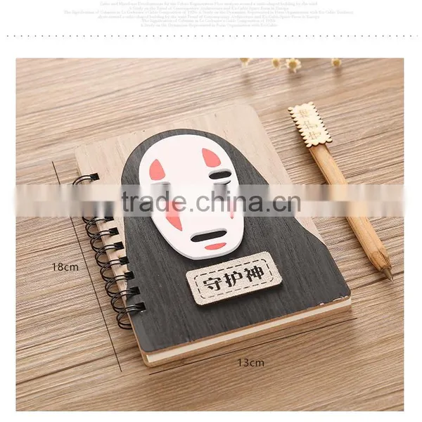Spirited Away No Face Man Cartoon Wooden Japanese Anime Notebook Design A photo-3
