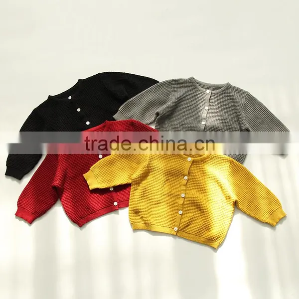 B22268A Hot Sale Baby Pure Color Cardigan Sweater Sweet Pineapple Grain Knit Sweaters photo-2