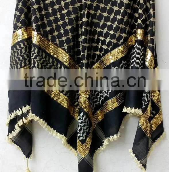 New Style Embroidered Tunic Shemagh Scarf Tops Arab Desert Keffiyeh Tassels Blouse Muslim Arafat Head Camoflague Poncho Scarves photo-2