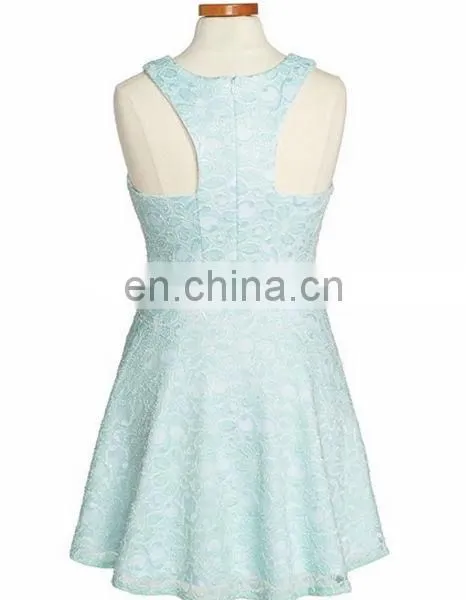 Minty Green Floral Lace Fit and Flare Skater Dress photo-2