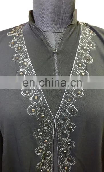 Black Color Casual Wear Silver Diamond Stone Work Islamic Wear Burkha Abaya Designs 2017 (dubai Abaya 2017) photo-2