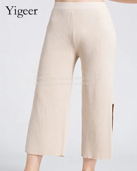 Long Cotton Knitted Pure Color Casual Pants photo-2